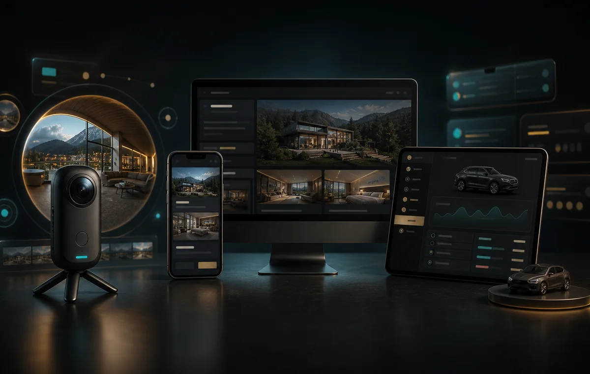 Visual de servicios digitales: tour 360, sitio web y sistema de gesti&oacute;n
